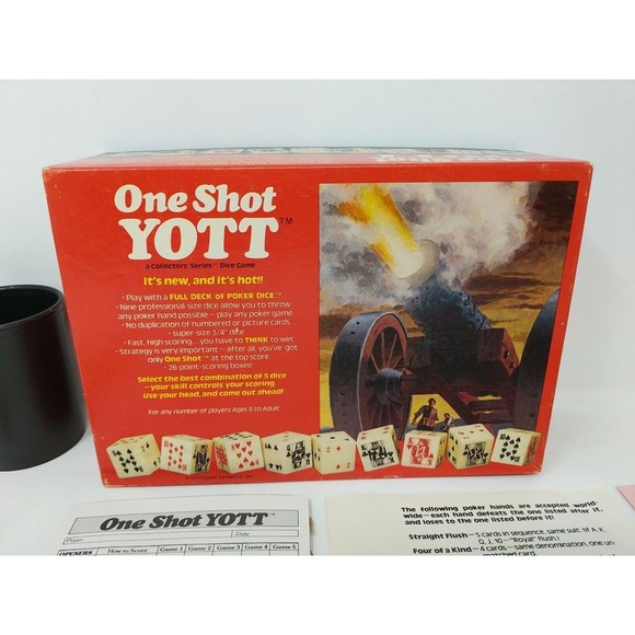 One Shot Yott Dice Game Poker Cards Yahtzee Variant Complete VTG 1970s 70s 1977 - Picture 5 of 8